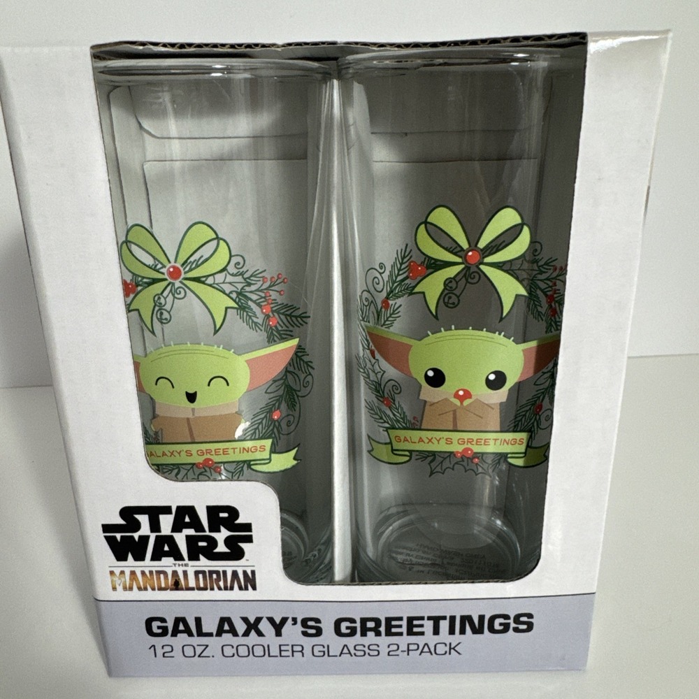 Disney Star Wars the Mandalorian Galaxy's Greetings 12oz Cooler Glass 2-pack‎